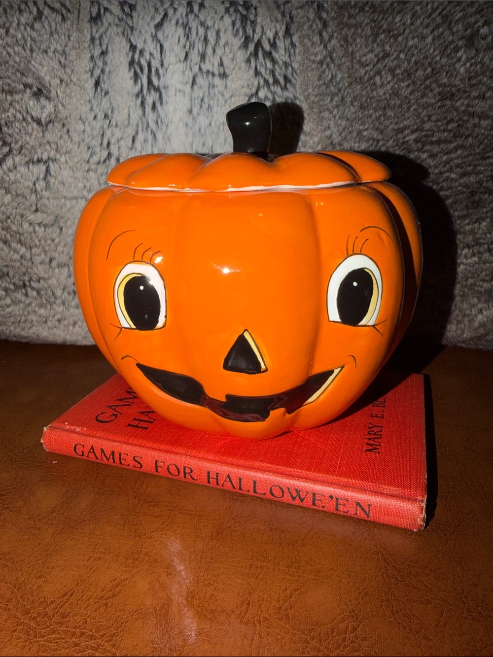 Ceramic Jack-o'-Lantern Candy Dish - Bright Orange